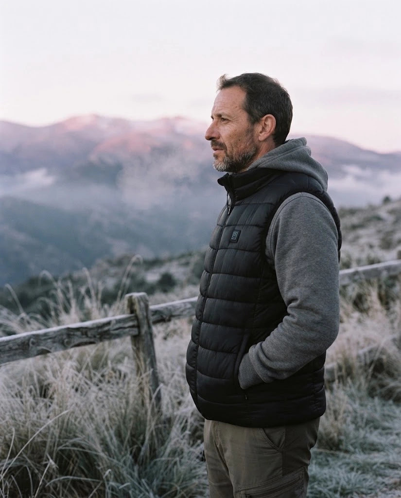 Chaleco calefactable sobre una sudadera